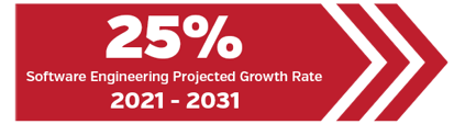 25% Software Engineering Projected Growth Rate from 2021-2031